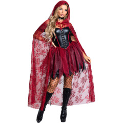 99056--Halloween Little Red Riding Hood Costume Festive Patent Leather Death Cloak Cloak Vampire