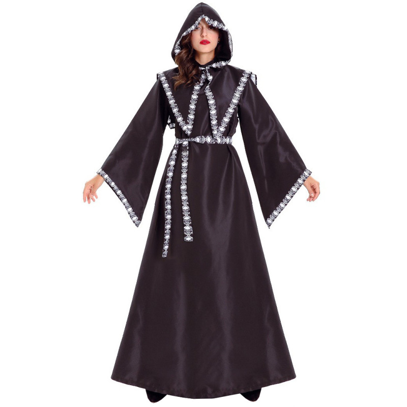 10027--Cosplay Skeleton Cloak Death Witch Game Clothes Uniform