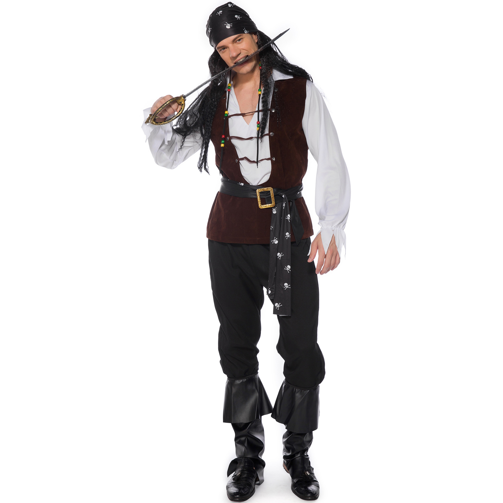 1823--New male pirate costume adult suit Halloween Pirates of the Caribbean costume