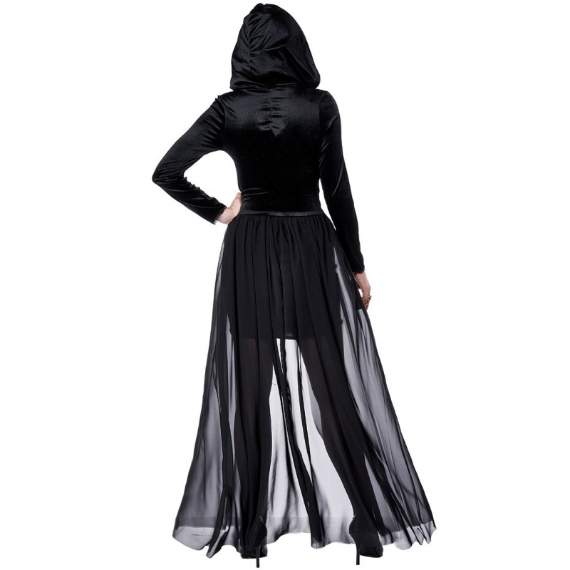 99046--Halloween zombie witch costume dark vampire cloak witch costume