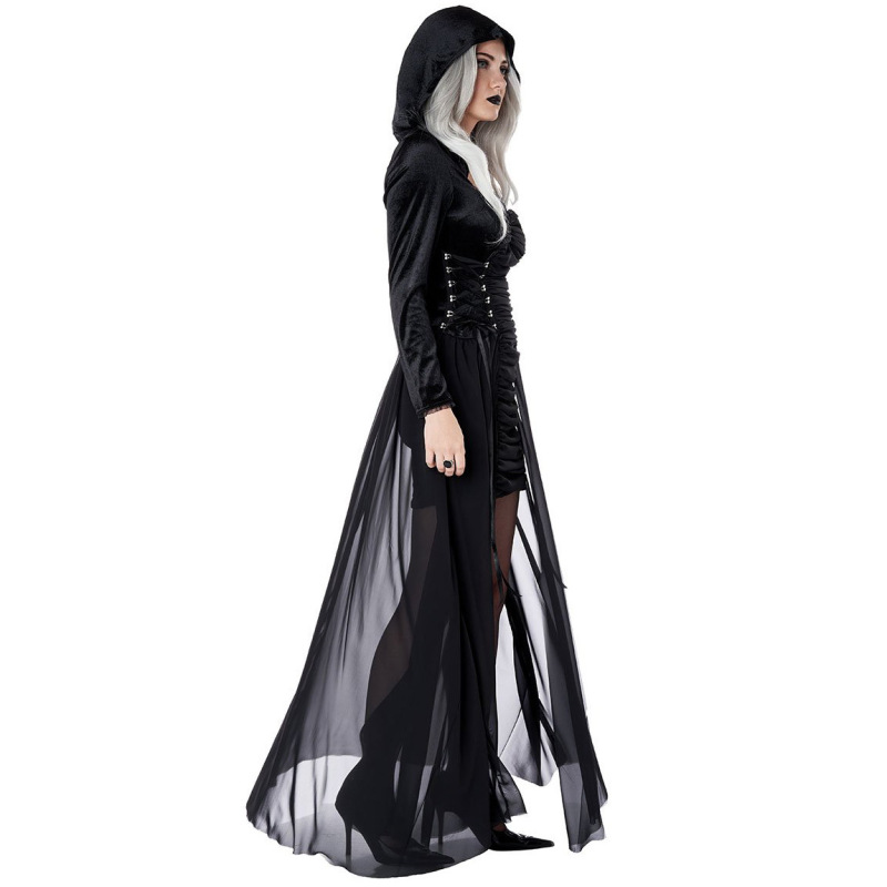 99046--Halloween zombie witch costume dark vampire cloak witch costume