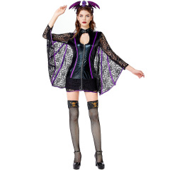 3336--Witch spider bat suit cosplay halloween costume