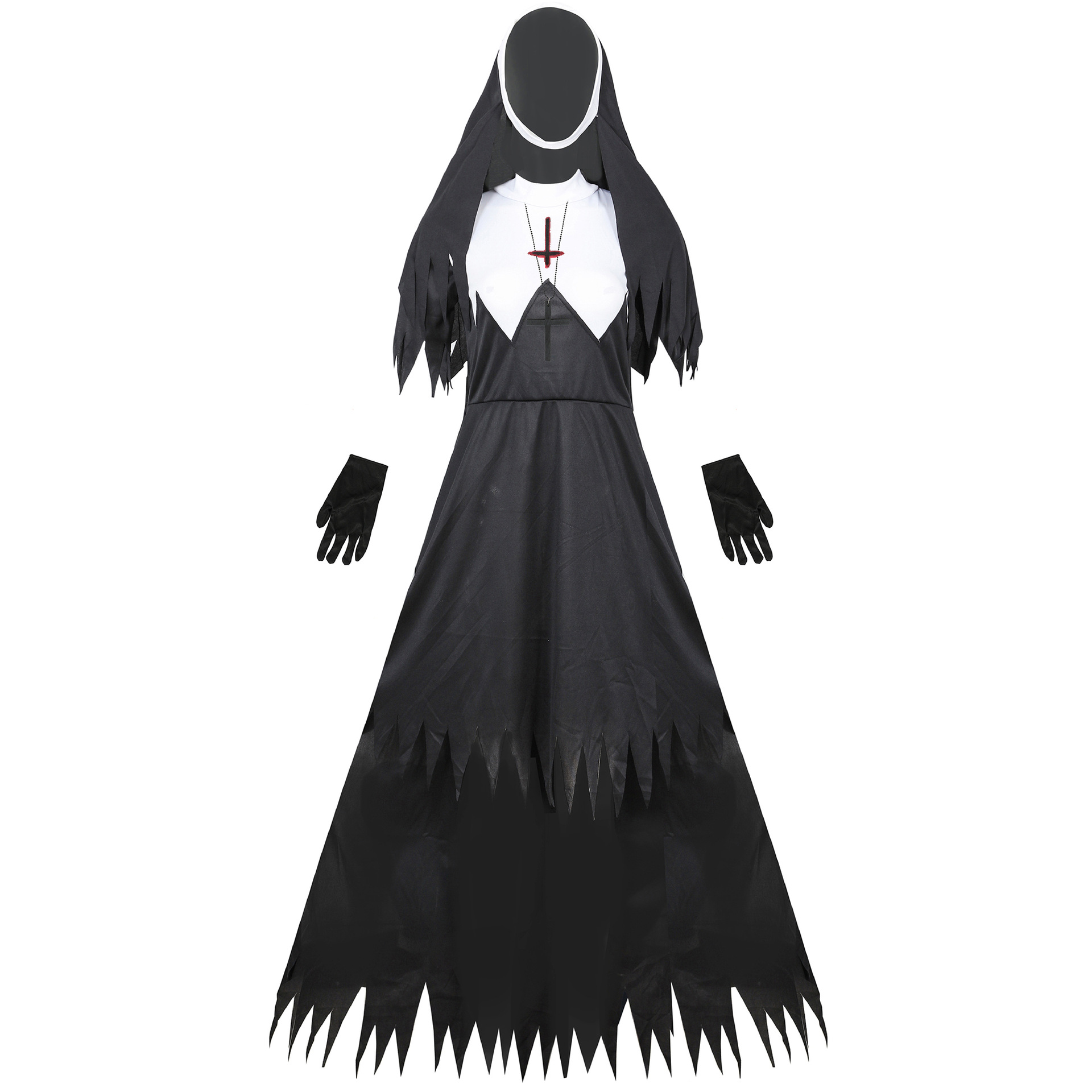 4551--Halloween zombie nun costume cosplay zombie vampire devil costume