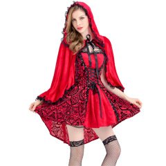 9016--Halloween Gothic cape Little Red Riding Hood costume cos performance costume queen costume