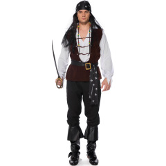 1823--New male pirate costume adult suit Halloween Pirates of the Caribbean costume