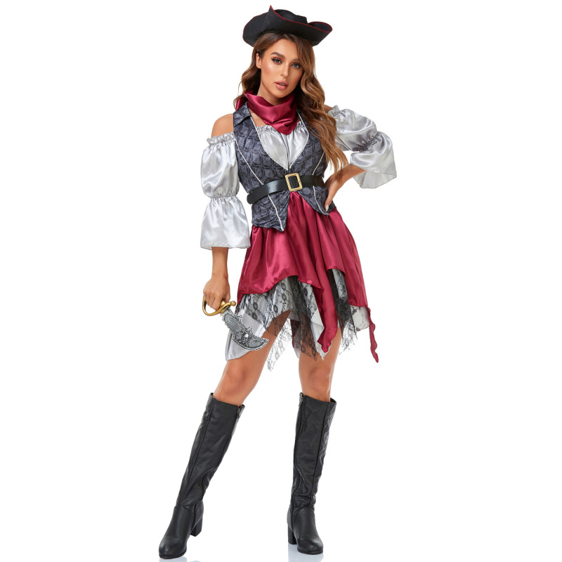 2032--Retro female pirate costume Pirates of the Caribbean costume Halloween stage performance costume