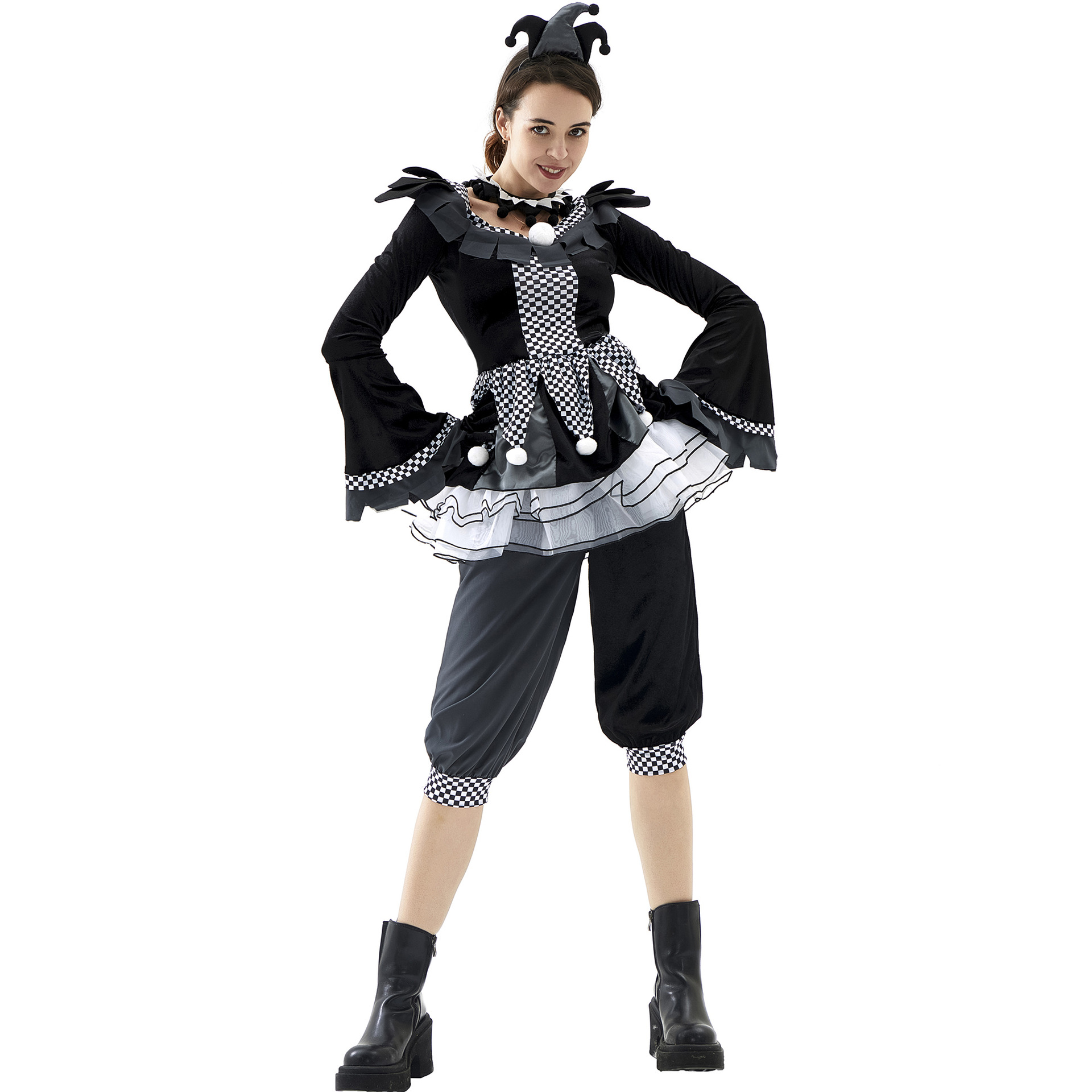 99036--Halloween evil clown costume circus ghost horror cosplay