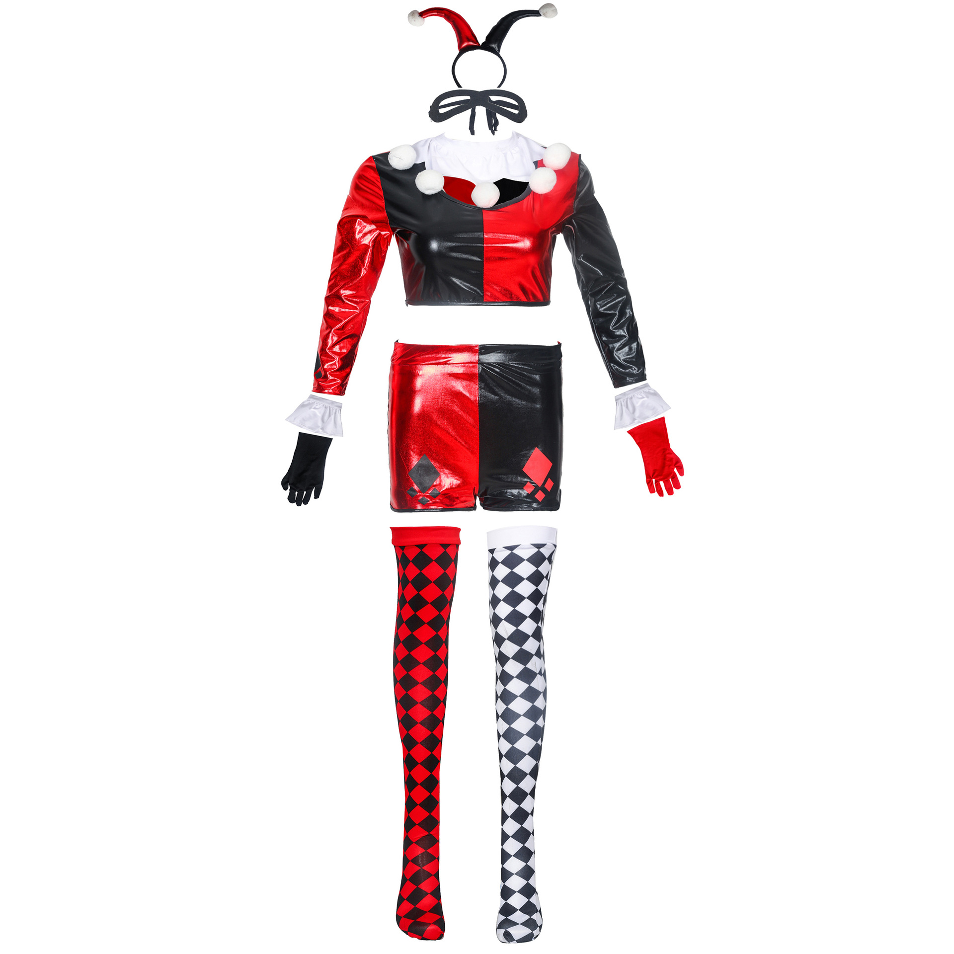 9070A--Halloween patent leather clown costume cosplay uniform