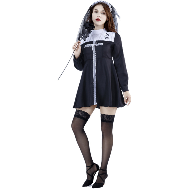 2011A--New Halloween Evil Ghost Nun Costume