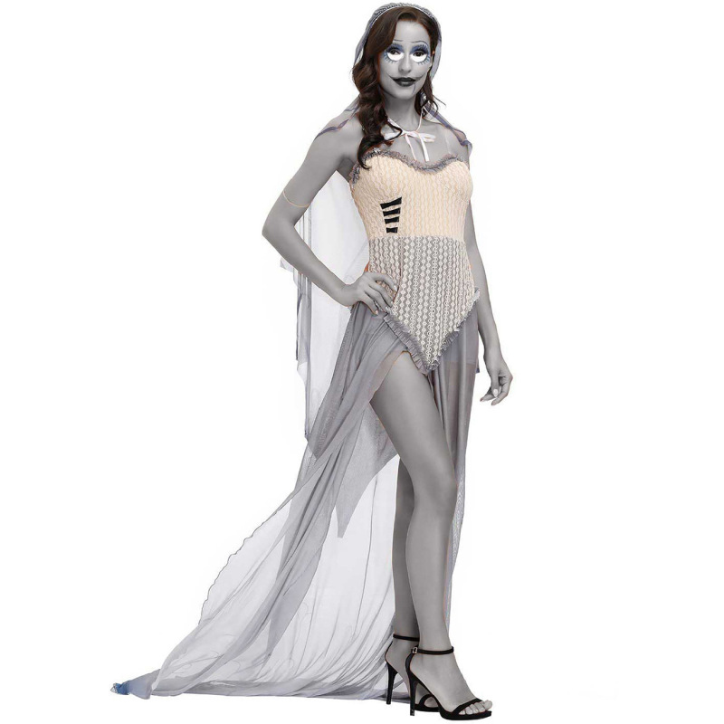 4511--Evil Emily Zombie COS Costume Ghost Bride Cloak Costume
