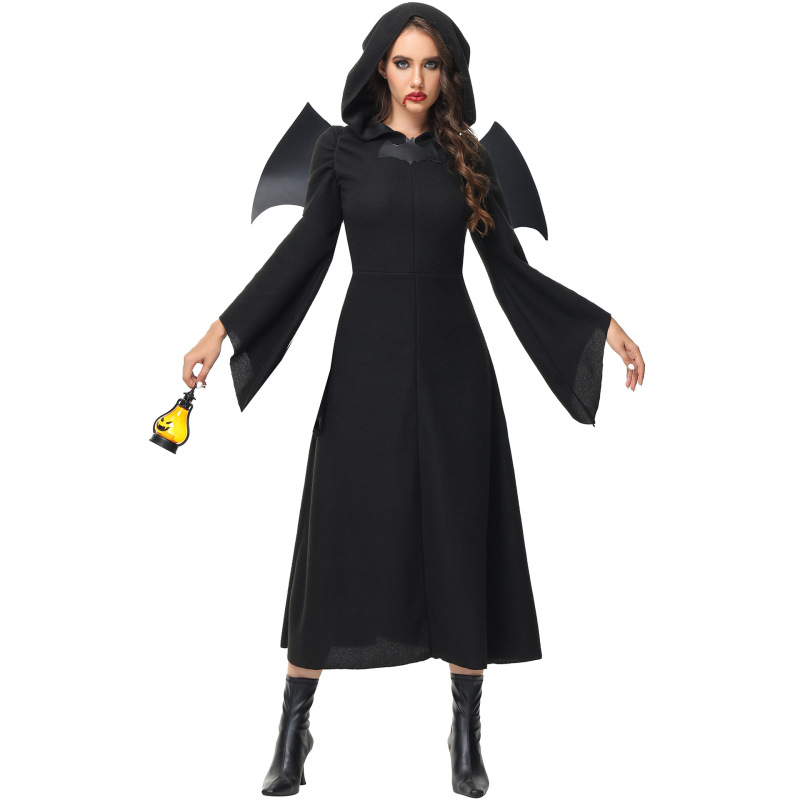 3397--Halloween zombie witch costume wings black angel witch costume