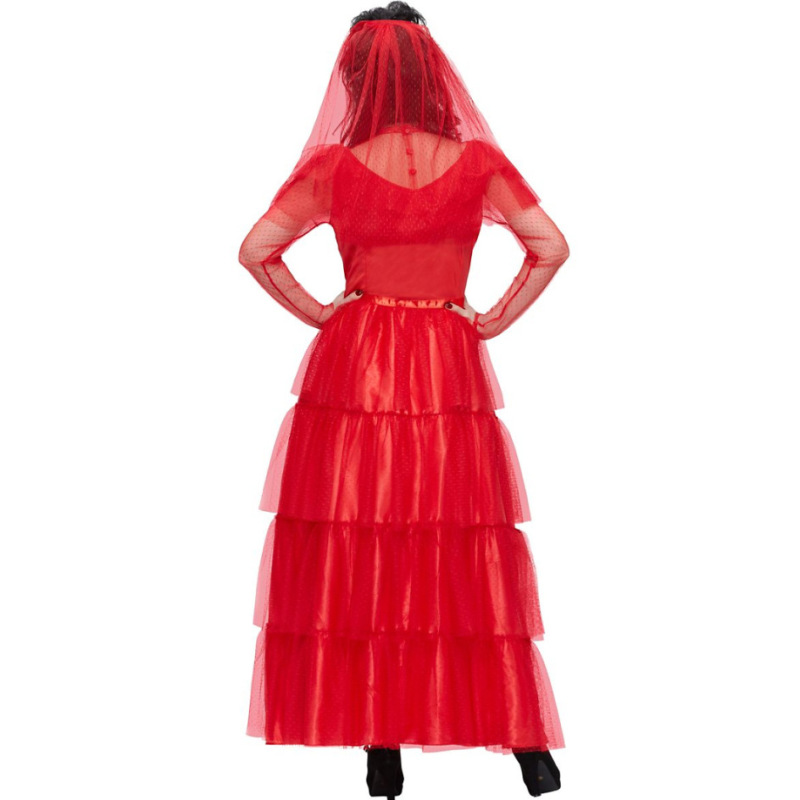 99040--Red zombie bride dress masquerade performance halloween performance costume