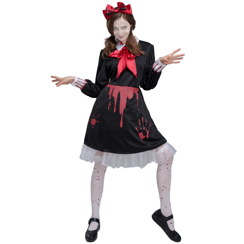 9305--Halloween Carnival Show Horror Ceramic Dolls Evil Blood Cursed Dolls