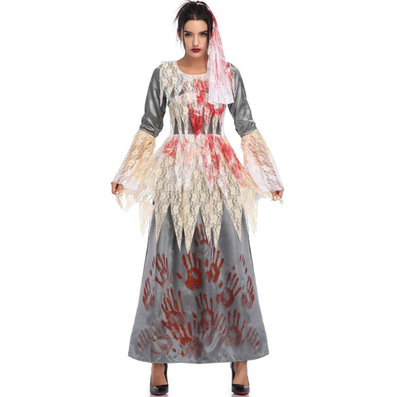 1957--Vampire Ghost Bride Long Dress Ghost Festival Masquerade Costume Halloween Costume