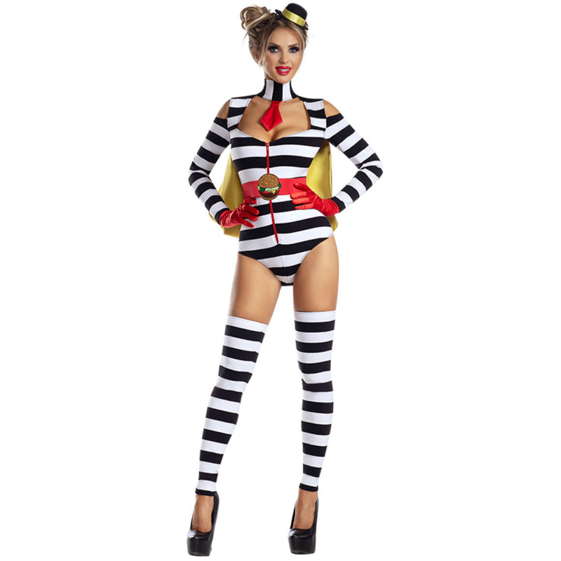 99049--Black and white striped cape female Wings cosplay Halloween costume