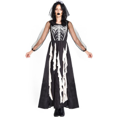 9020A--Lady Vampire Demon Skeleton Ghost Bride Stage Outfit Halloween Costume