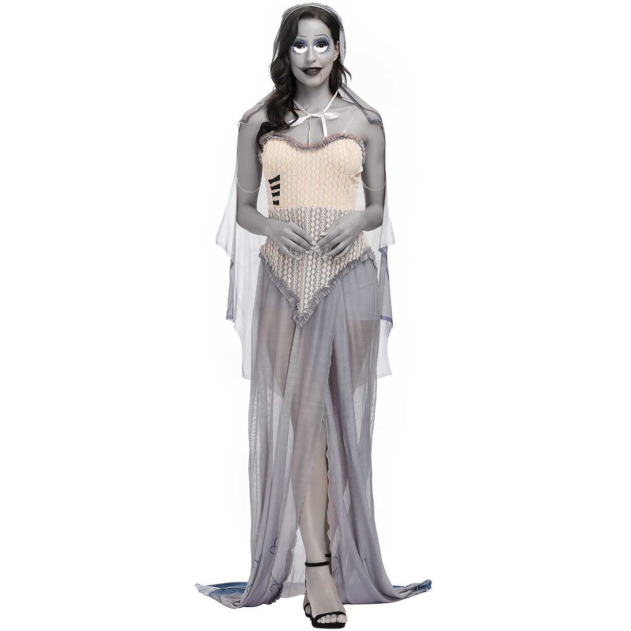 4511--Evil Emily Zombie COS Costume Ghost Bride Cloak Costume
