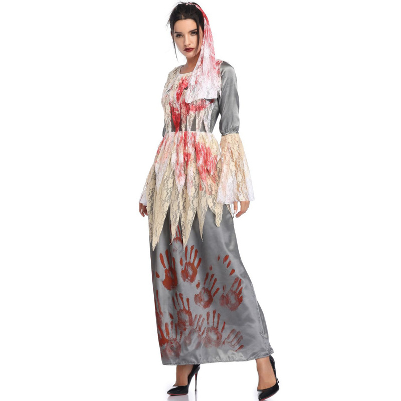 1957--Vampire Ghost Bride Long Dress Ghost Festival Masquerade Costume Halloween Costume
