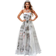 2027A--Halloween Horror Print Fake Blood Nurse Costume
