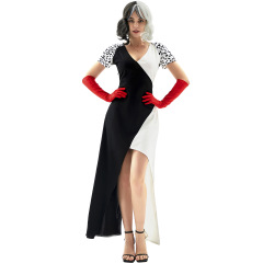 9059--Dalmatian dress Halloween black and white witch COS clown costume dance