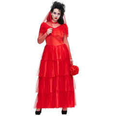 99040--Red zombie bride dress masquerade performance halloween performance costume