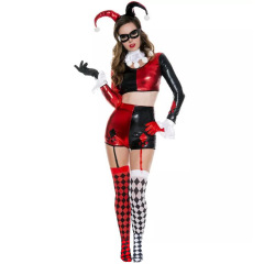 9070A--Halloween patent leather clown costume cosplay uniform
