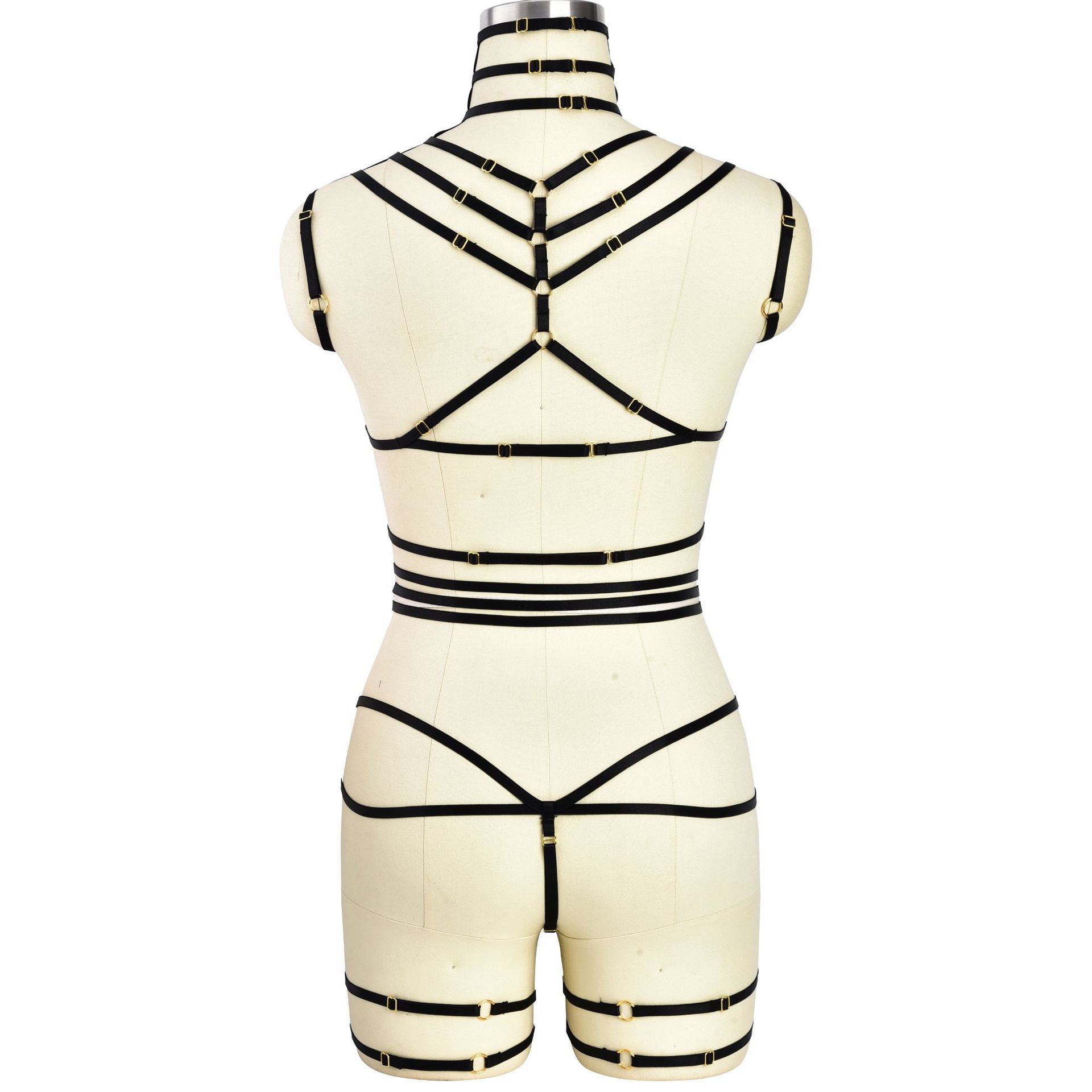 8464115--Bondage Underwear Set Mesh Bodysuit