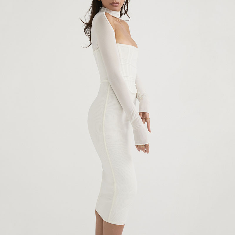FD9406--Hot Girl Hollow Cut Midi Skirt
