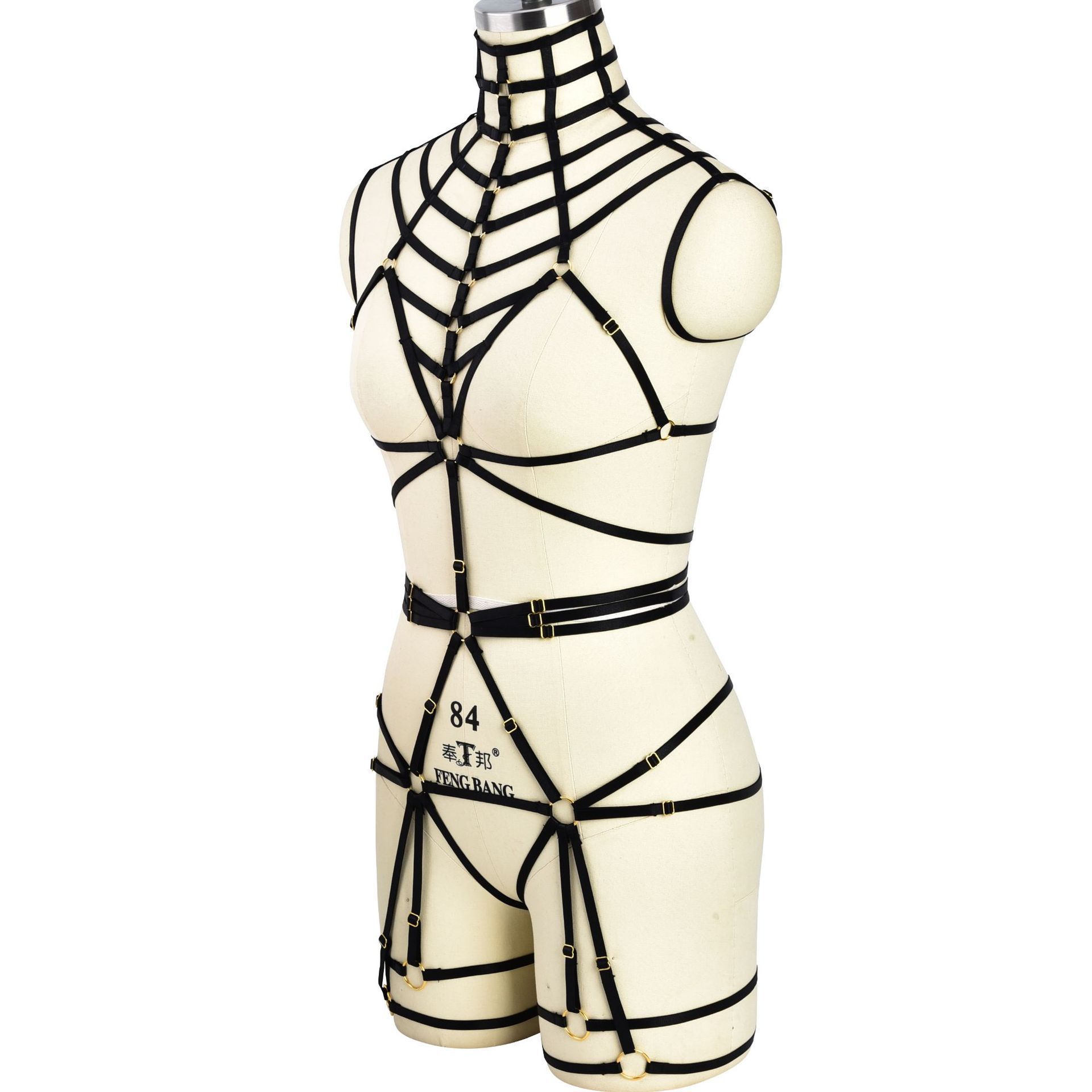 8464115--Bondage Underwear Set Mesh Bodysuit