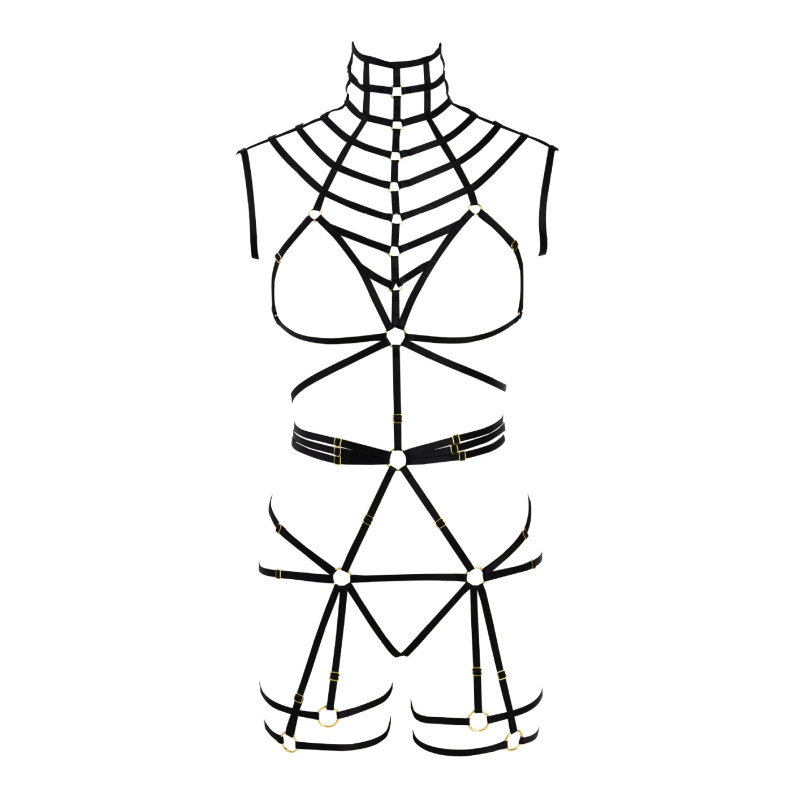 8464115--Bondage Underwear Set Mesh Bodysuit
