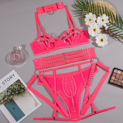 LS1437--European and American heavy craftsmanship complex push-up chest straps hollow sexy temptation sexy lingerie women's body shaping suit