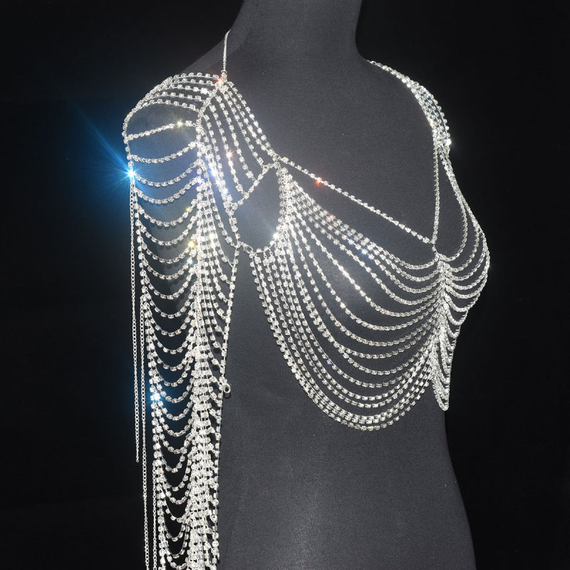 SAT3104--Shiny Luxurious Rhinestone Top Temperament Body Chain Clothing Accessories