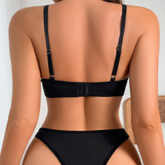 XZ4191A--Women's bra and panty set hollow mesh see-through metal chain sexy underwear two-piece set