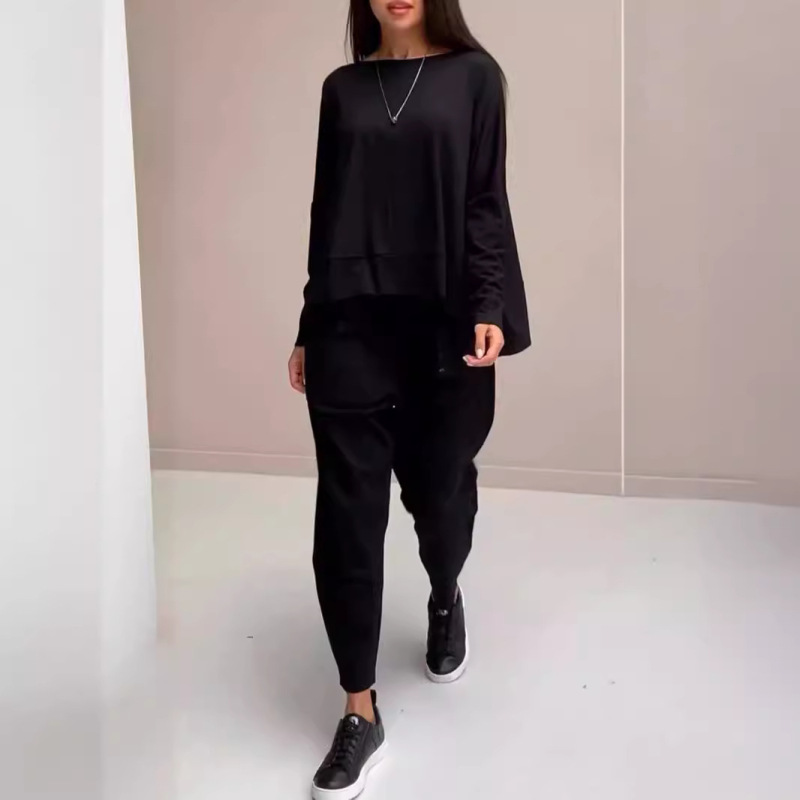 AH8222--Autumn new fashionable lace-up multi-pocket trendy sports solid color casual pants suit