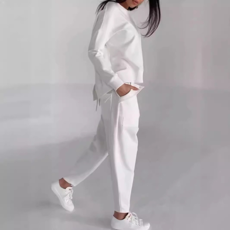 AH8222--Autumn new fashionable lace-up multi-pocket trendy sports solid color casual pants suit