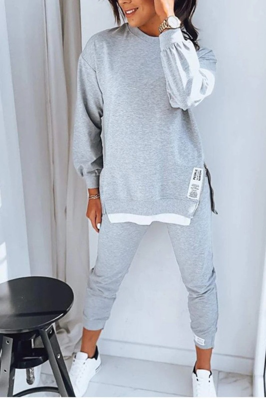 Y3022--Shangdu new style_Autumn spliced ​​fake two-piece sweatshirt and sweatpants sports suit