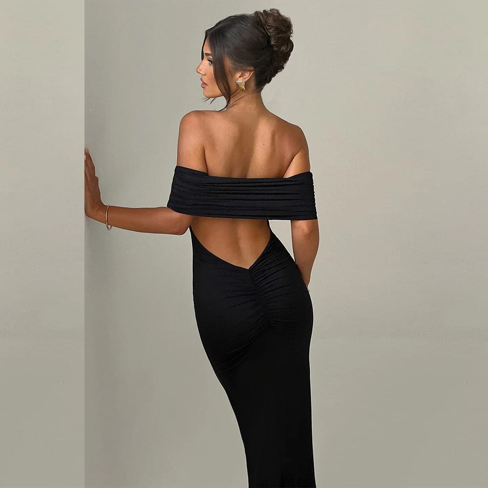 FDC0850--Summer new tube top dress, backless solid color, sexy, fashionable and slim fit dress