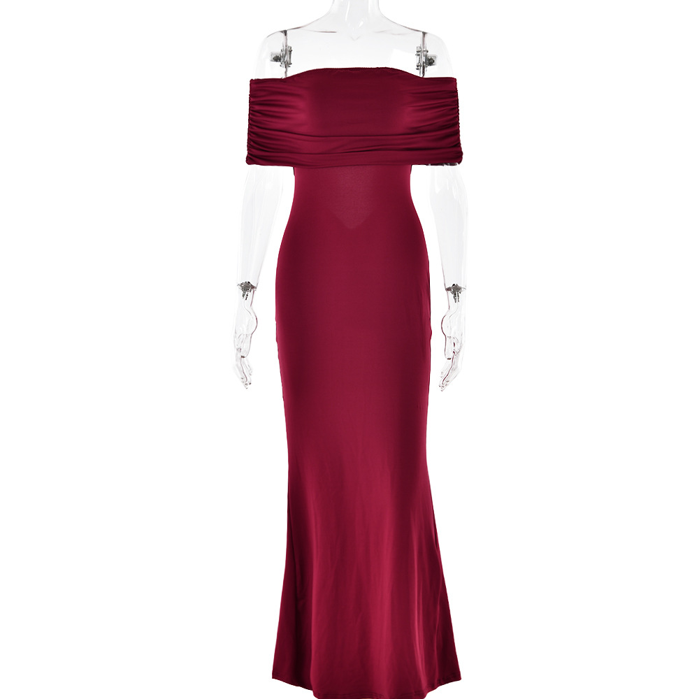 FDC0850--Summer new tube top dress, backless solid color, sexy, fashionable and slim fit dress