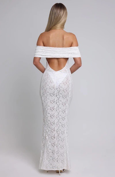 Q98--New style one-shoulder lace dress with open back and sexy long hip skirt
