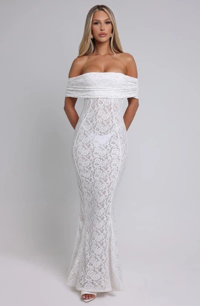Q98--New style one-shoulder lace dress with open back and sexy long hip skirt