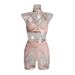 2098--New mesh see-through sexy suit spliced ​​halter neck sling suit