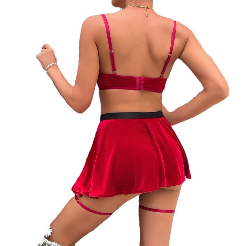 3669--Christmas outfit Korean velvet high-quality New Year red outfit holiday four-piece set