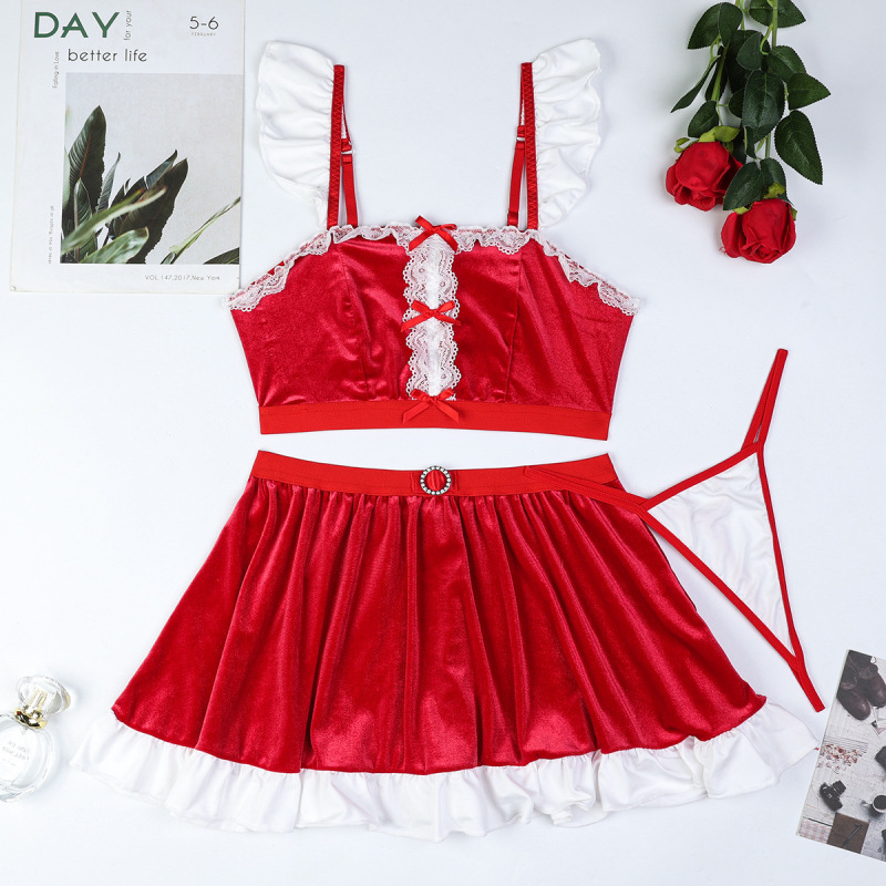 3677--Christmas New Year suit skirt holiday gift high quality three-piece set