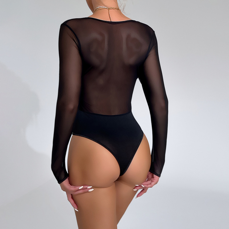 3690--Classic women's clothing, sparkling sequins, long-sleeved bodysuit