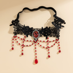 0292--Gothic style pure lace leg chain blood drop red imitation crystal sexy leg ring JK tassel leg chain