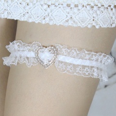 TH72--Lace bow rhinestone elastic thigh garter leg ring