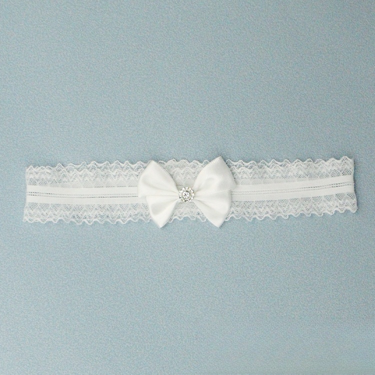 TH34--Lace bow rhinestone elastic thigh garter leg ring