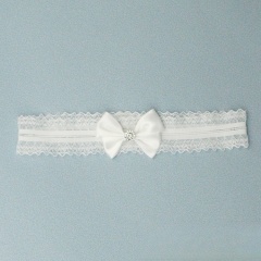 TH34--Lace bow rhinestone elastic thigh garter leg ring