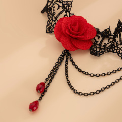 0371k--Sexy red rose lace leg chain, sweet and cool elastic leg straps, Lolita leg ring
