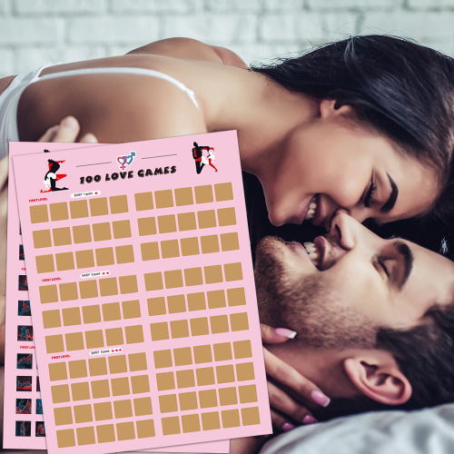 100 love games 100 sex positions challenge Valentine's Day scratch card